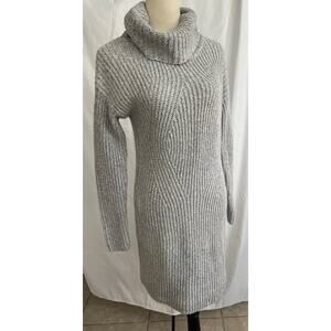 Old Navy Gray Slouchy Cowl Neck Long Sleeve Cable Knit Sweater Dress Size. L